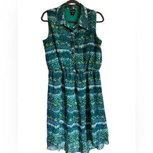 Enfocus Studio Teal and Green Sleeveless High-Low Dress